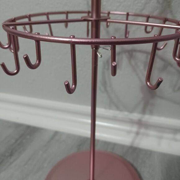 Rose Gold Rotating 2-Tier Necklace Organizer - Picture 4 of 5